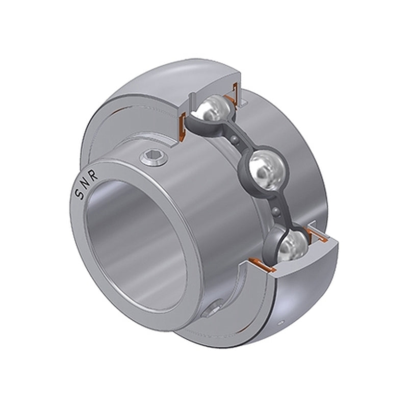 SNR MUC204-12FD Imperial Stainless Full Width Spherical Outer Food Safe Bearing Insert 3/4 inch Bore 47mm Outside Diameter with Grub Screws - Allow 2-3 Days