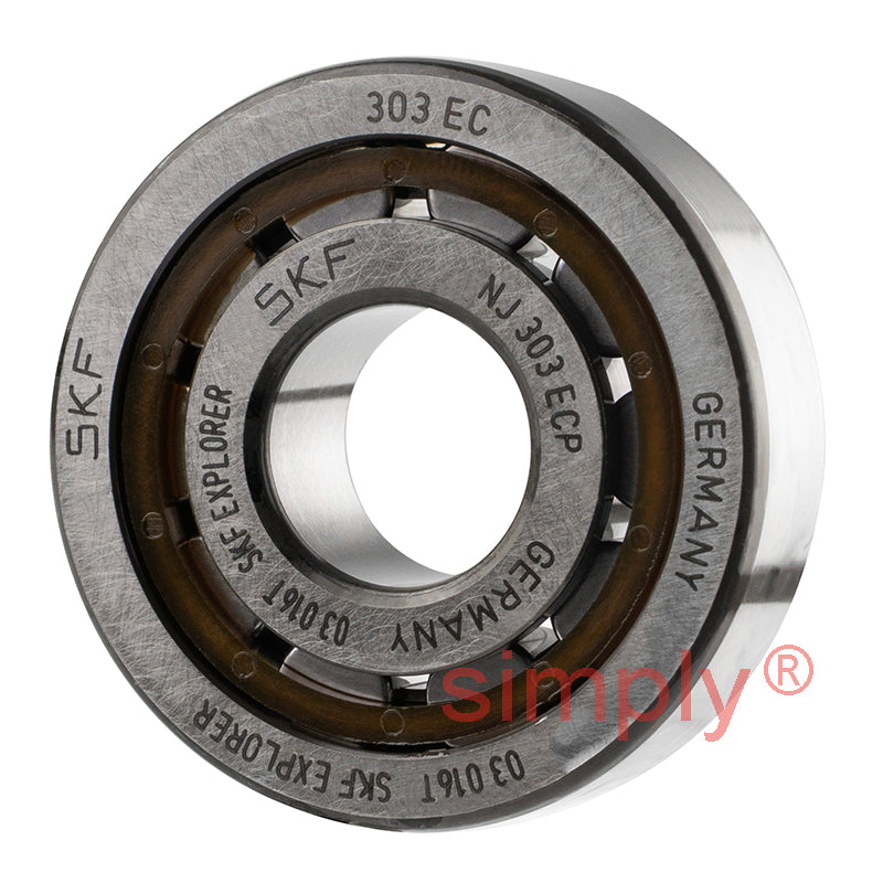 SKF NJ303ECP Single Row Cylindrical Roller Bearing with Polyamide Cage 17x47x14mm