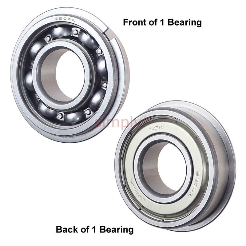 NSK 6204ZNR Deep Groove Ball Bearing with One Metal Shield and Snap Ring 20x47x14mm