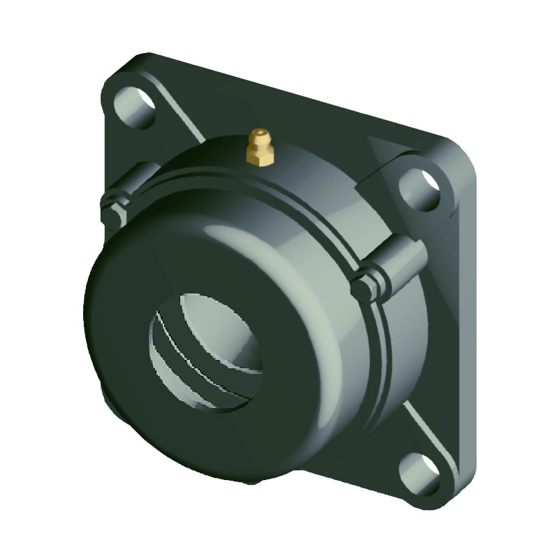 NTN C-UCFX14-211D1 Imperial Four Bolt Square Cast Iron Flange Housing with 2-11/16 inch Bore Insert with Cast Iron Cover - Open Version - Allow 2-3 Days