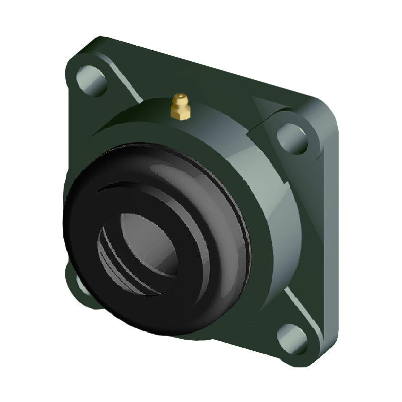 NTN S-UCF212D1 Metric Four Bolt Square Cast Iron Flange Housing with 60mm Bore Insert with Steel Plate Cover - Open Version - Allow 2-3 Days