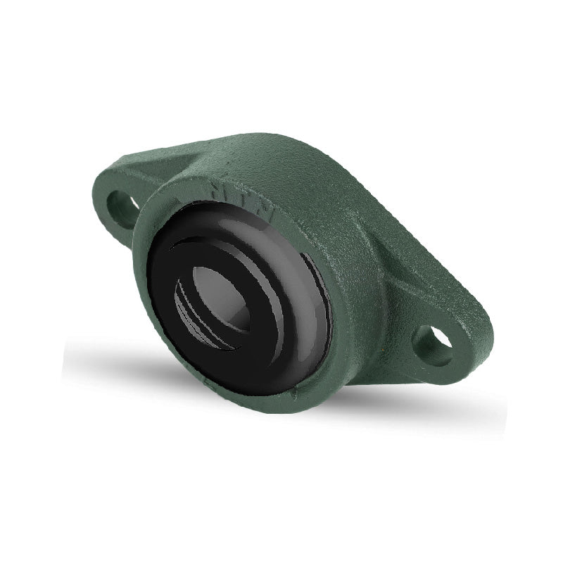 NTN S-UKFL206D1/H2306X Metric Two Bolt Cast Iron Oval Housing with Steel Plate Cover - Open Version - Insert and Adaptor Sleeve Fits 25mm Shaft - Allow 2-3 Days