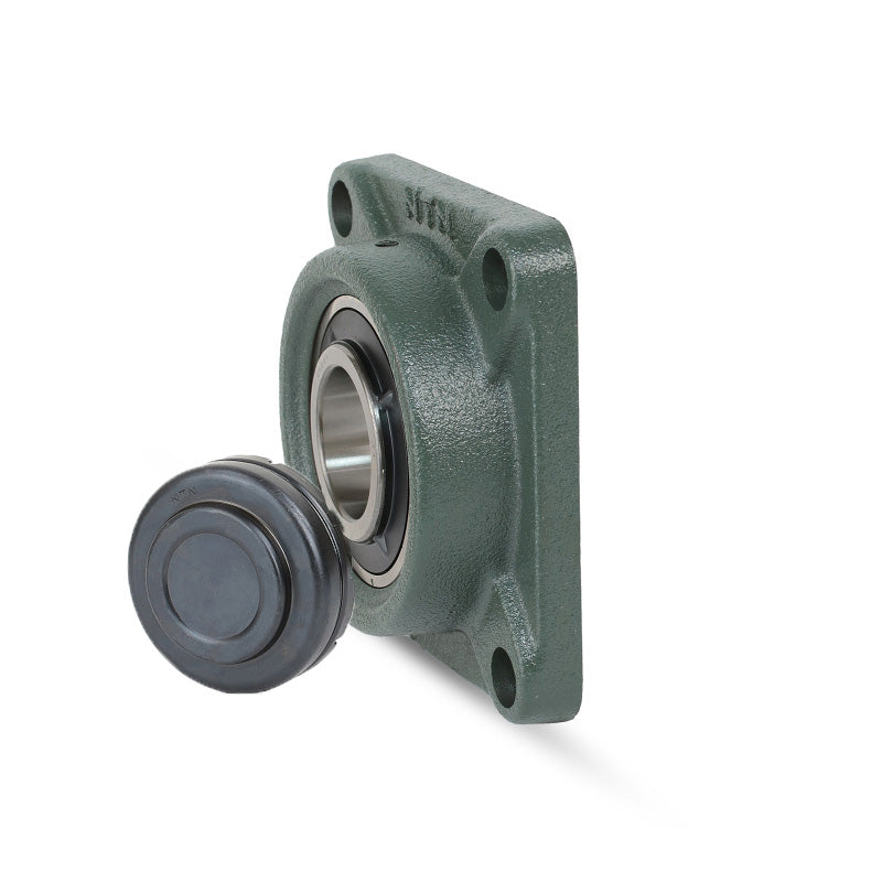 NTN M-SM-UCF201D1 Metric Four Bolt Square Cast Iron Flange Housing with 12mm Bore Insert with Steel Plate Cover - Closed Version - Allow 2-3 Days