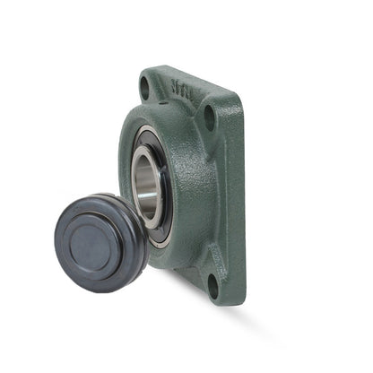 NTN SM-UKF207D1/H2307X Metric Four Bolt Square Cast Iron Housing with Steel Plate Cover - Closed Version - Insert and Adaptor Sleeve Fits 30mm Shaft - Allow 2-3 Days