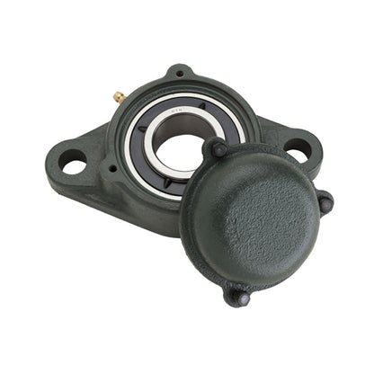 NTN SM-UKFL211D1/HS2311 Imperial Two Bolt Cast Iron Oval Housing with Steel Plate Cover - Closed Version - Insert and Adaptor Sleeve Fits 1-7/8 inch Shaft - Allow 2-3 Days