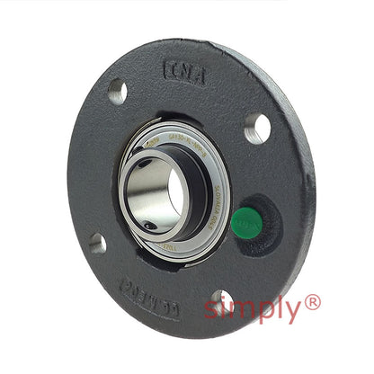 INA PMEY30XLN Four Bolt Cast Iron Round Housing with Grub Screw Insert 30mm Bore