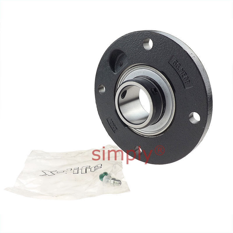 INA PMEY40XLN Four Bolt Cast Iron Round Housing with Grub Screw Insert 40mm Bore - Allow 2-3 Days