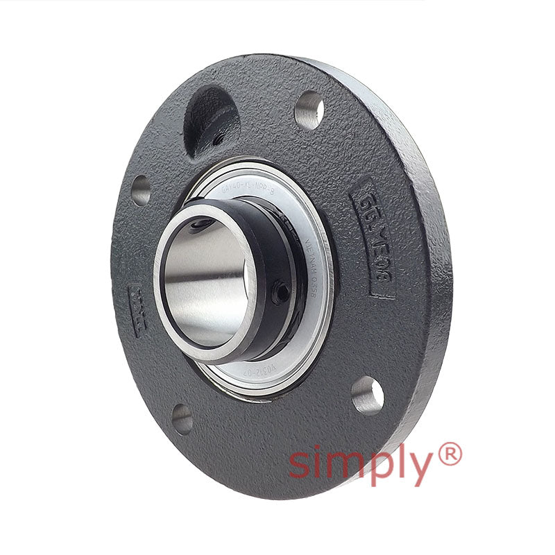 INA PMEY40XLN Four Bolt Cast Iron Round Housing with Grub Screw Insert 40mm Bore - Allow 2-3 Days