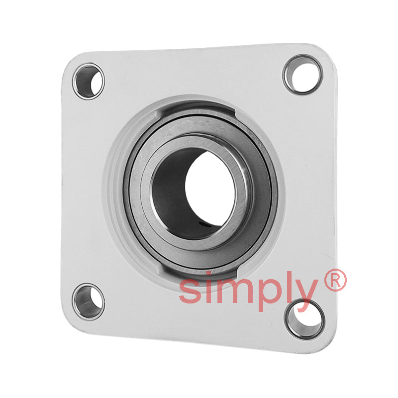 RHP PSF25CR Thermo Plastic Four Bolt Square Flange Housing with 25mm Bore Stainless Insert - Allow 2-3 Days