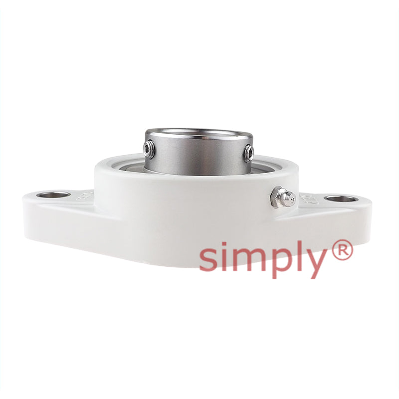 RHP PSFT20CR Thermo Plastic Two Bolt Oval Flange Housing with 20mm Bore Stainless Insert - Allow 2-3 Days