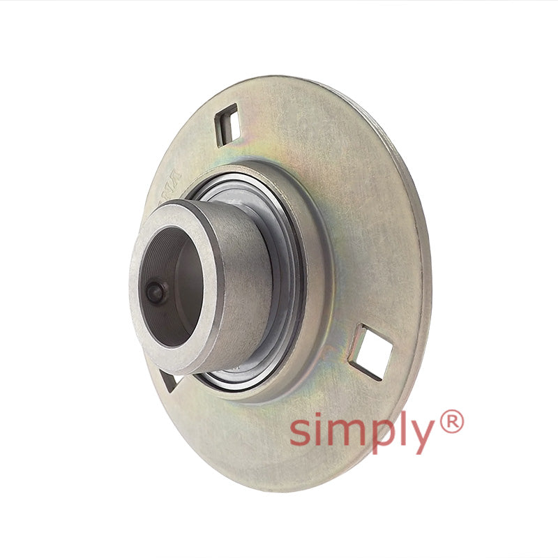 INA GRRY20VA Three Bolt Sheet Steel Round Housing with Grub Screw Insert and Anti-Corrosion Protection 20mm Bore
