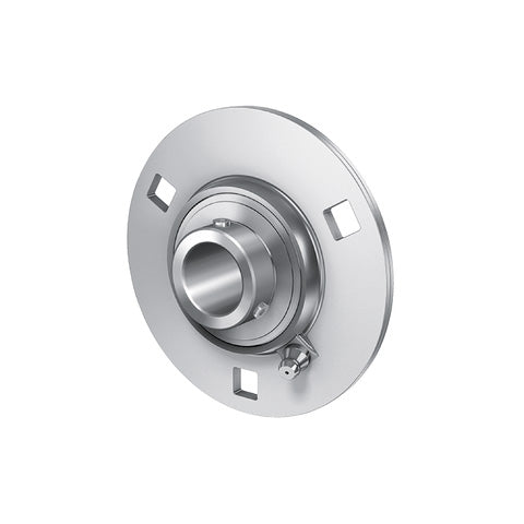 INA RRY25VA Three Bolt Sheet Steel Round Housing with Grub Screw Insert and Anti-Corrosion Protection 25mm Bore