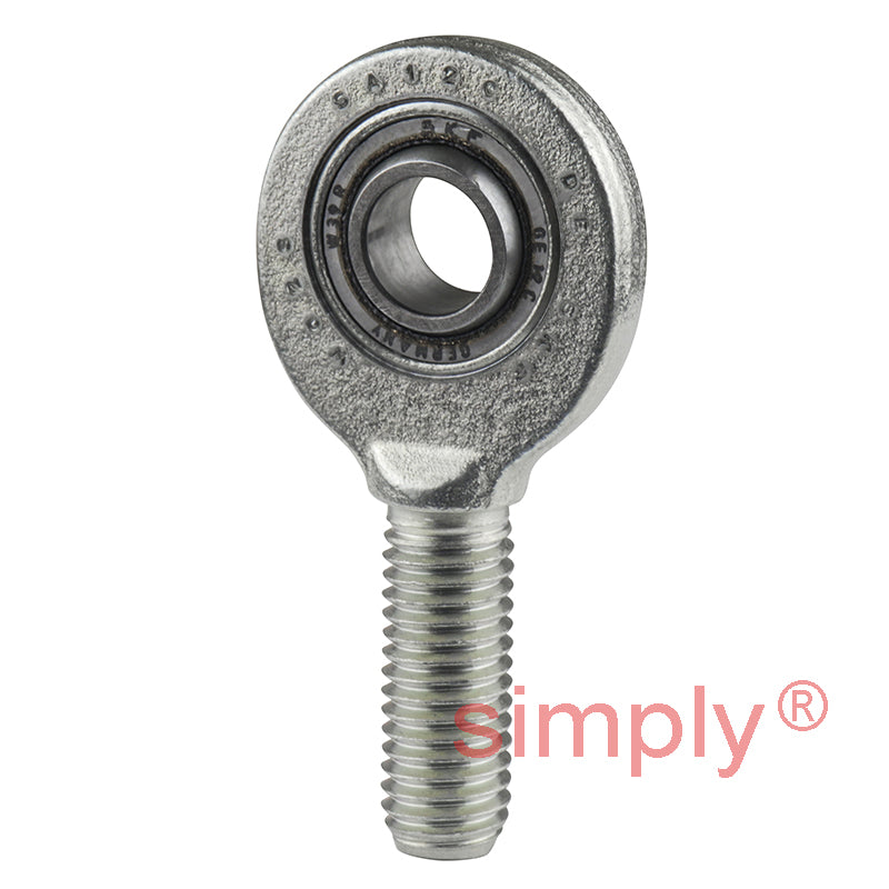 SKF SA12C Right Hand Steel / PTFE Sintered Bronze Lined Plain Male Rod End M12 Thread