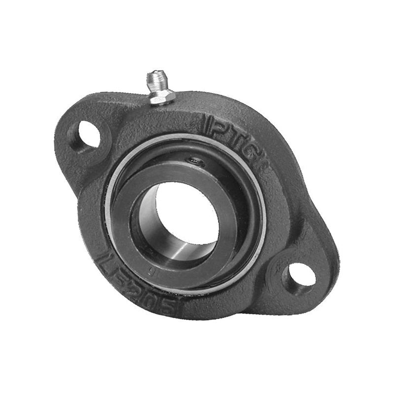 SBLF202 Metric Two Bolt Cast Iron Oval Housing with 15mm Bore Grub Screw Insert