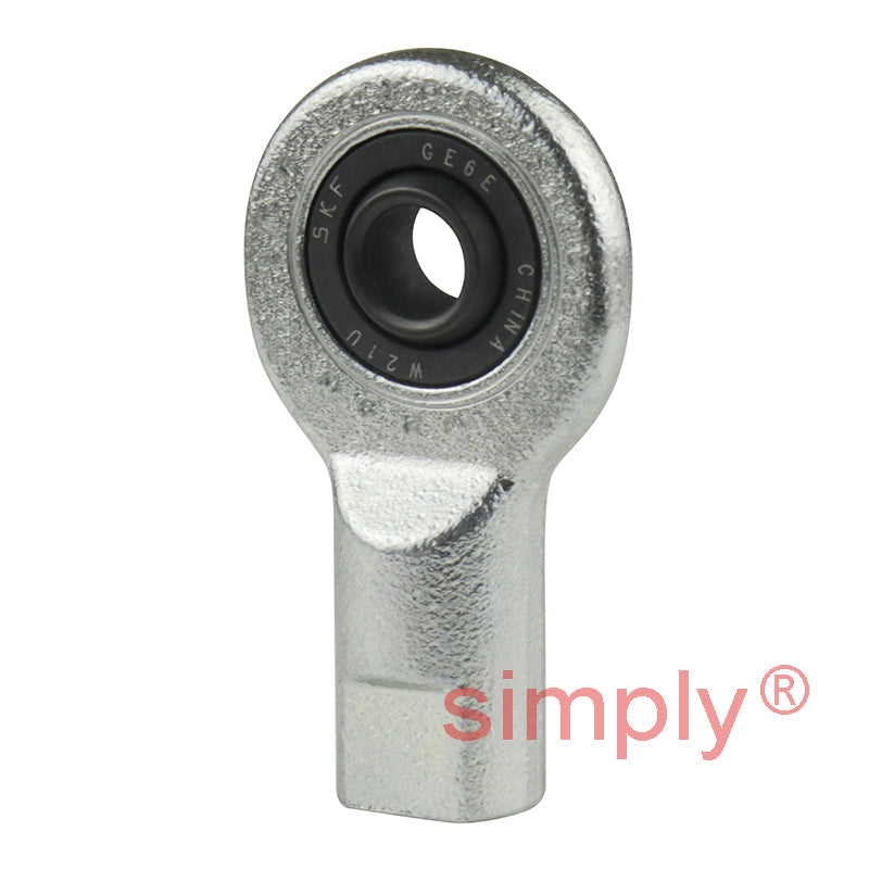 SKF SI6E Right Hand Steel / Steel Plain Female Rod End M6 Thread