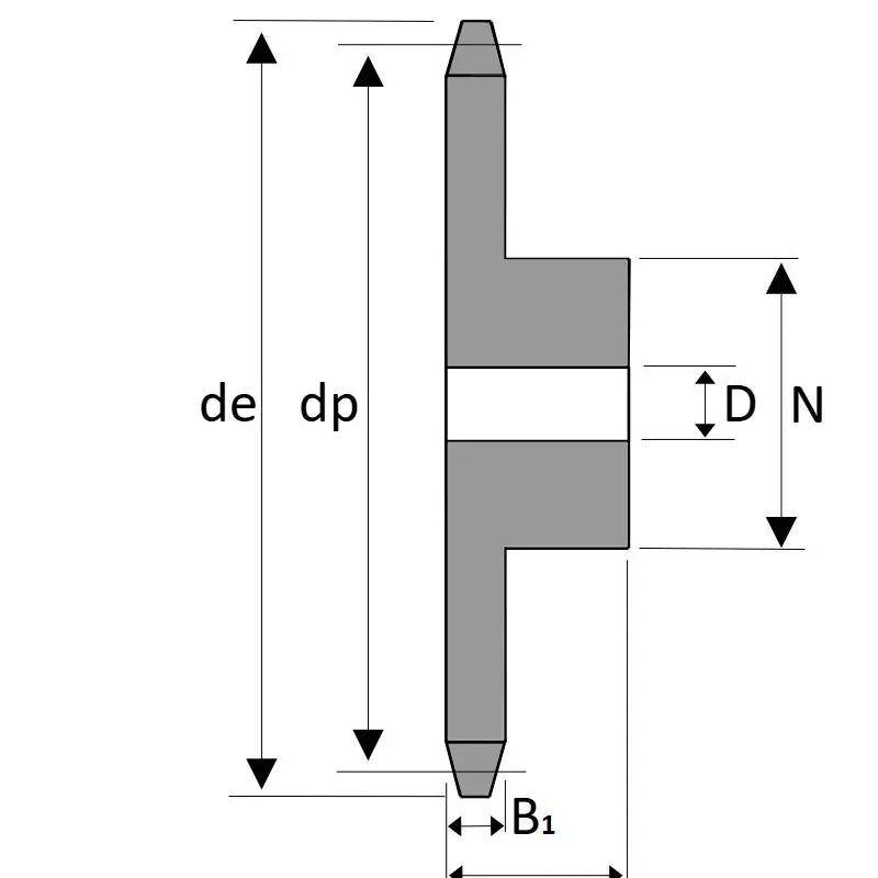 16 Tooth 16B Stainless Steel Simplex Pilot Bore Sprocket for 1 inch Pitch Chain
