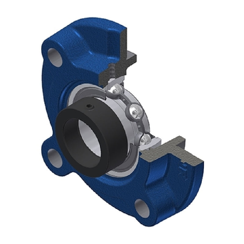 SNR ESFC203 Metric Four Bolt Cast Iron Round Flanged Housing with 17mm Eccentric Collar Insert - Allow 2-3 Days
