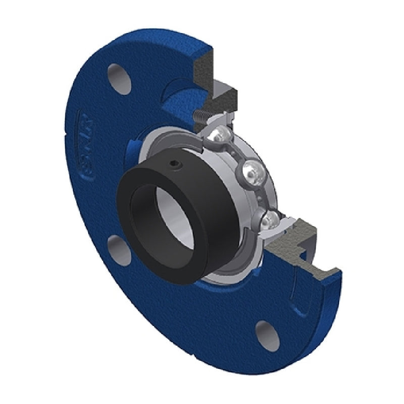 SNR ESFCE207 Metric Four Bolt Cast Iron Round Flanged Housing with 35mm Eccentric Collar Insert