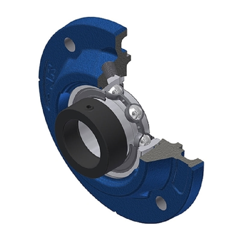 SNR ESFEE210 Metric Four Bolt Cast Iron Round Flanged Housing with 50mm Eccentric Collar Insert - Allow 2-3 Days