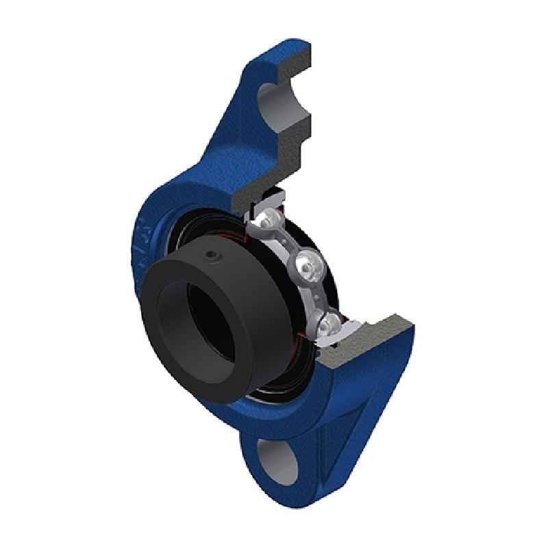 SNR ESFL205T20 Metric Two Bolt Cast Iron Oval Housing with 25mm Bore Eccentric Collar Insert Wide Temperature Version - Allow 2-3 Days