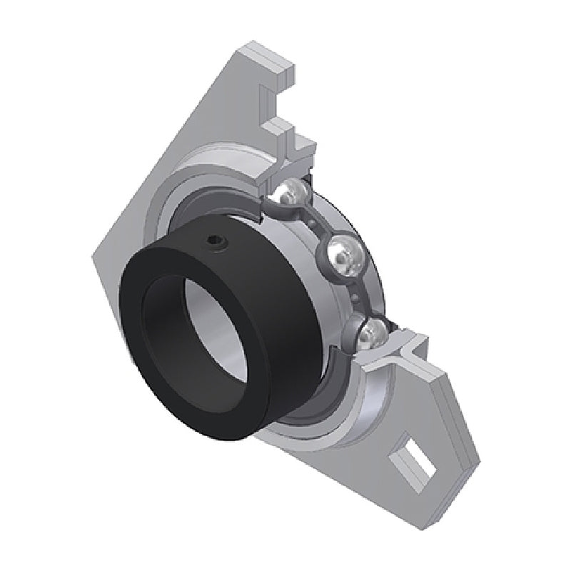 SNR ESPFT206 Metric Pressed Steel 3 Bolt Triangle Flange Housing with 30mm Bore Eccentric Collar Insert - Allow 2-3 Days