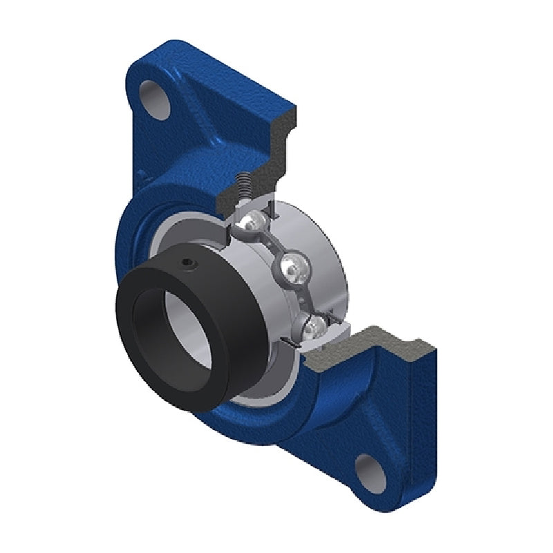 SNR EXF209 Metric Four Bolt Square Cast Iron Flange Housing with 45mm Bore Eccentric Collar Insert - Allow 2-3 Days