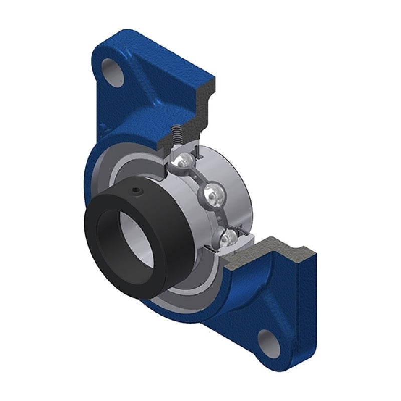 SNR EXF207N Metric Four Bolt Square Cast Iron Flange Housing with 35mm Bore Eccentric Collar Insert - Allow 2-3 Days