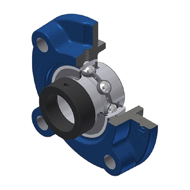 SNR EXFC218 Metric Four Bolt Cast Iron Round Flanged Housing with 90mm Eccentric Collar Insert - Allow 2-3 Days