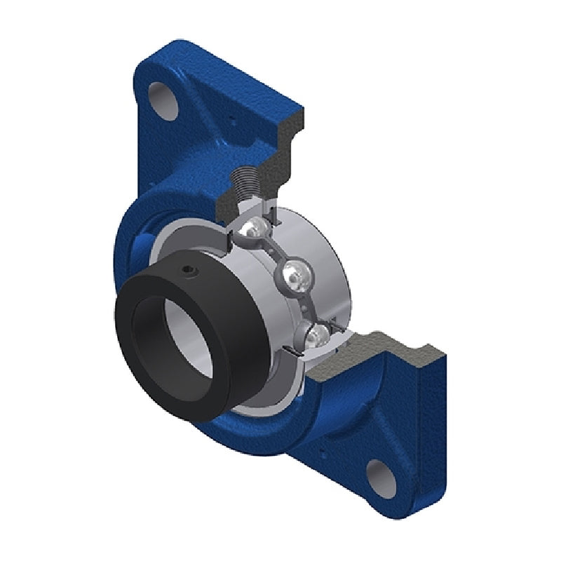 SNR EXFE210T04 Metric Four Bolt Square Cast Iron Flange Housing with 50mm Bore Eccentric Collar Insert Low Temperature Version - Allow 2-3 Days