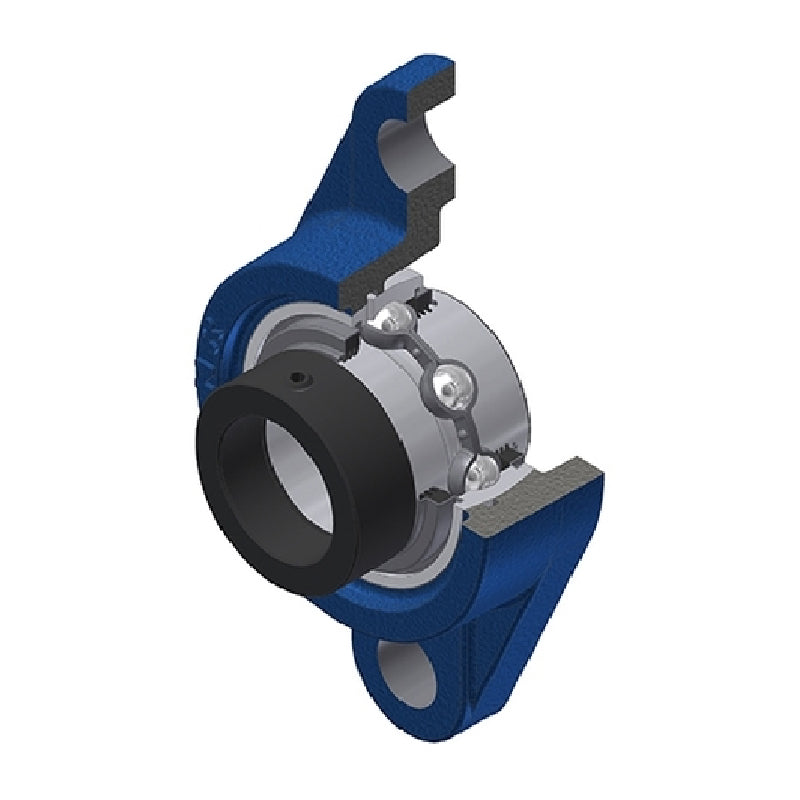 SNR EXFL209L3 Metric Two Bolt Cast Iron Oval Housing with 45mm Bore Eccentric Collar Insert with Triple Lip Seal - Allow 2-3 Days