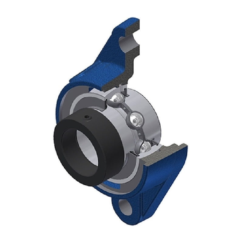 SNR EXFLE203N Metric Two Bolt Cast Iron Oval Housing with 17mm Bore Eccentric Collar Insert - Allow 2-3 Days