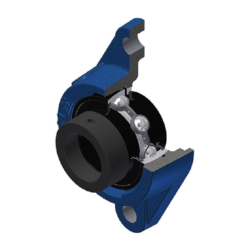 SNR EXFLE206T20 Metric Two Bolt Cast Iron Oval Housing with 30mm Bore Eccentric Collar Insert Wide Temperature Version - Allow 2-3 Days