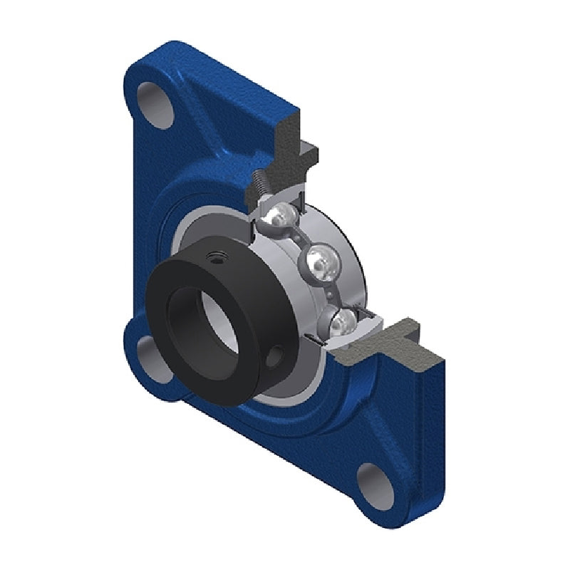 SNR EXFS307 Metric Four Bolt Square Cast Iron Flange Housing with 35mm Bore Eccentric Collar Insert - Allow 2-3 Days