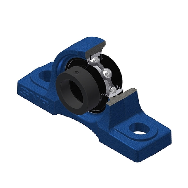 SNR EXP205T20 Metric Cast Iron Two Bolt Pillow / Plummer Block Housing with 25mm Eccentric Collar Insert Wide Temperature Version - Allow 2-3 Days
