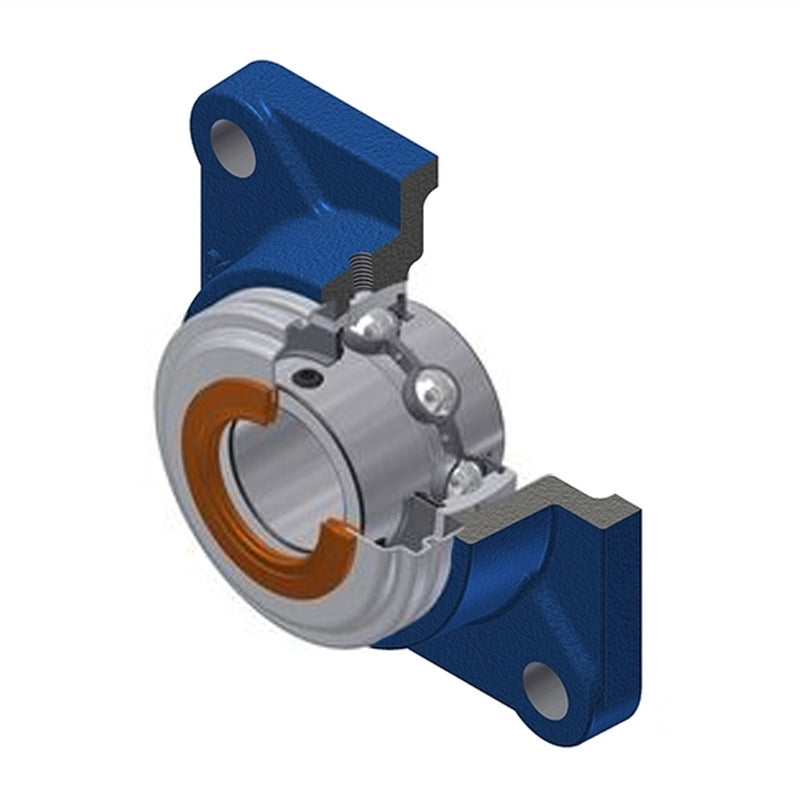 SNR UCF203-11CC Imperial Four Bolt Square Cast Iron Flange Housing with 11/16 inch Bore Insert with Narrow Steel Plate Cover - Closed Version - Allow 2-3 Days
