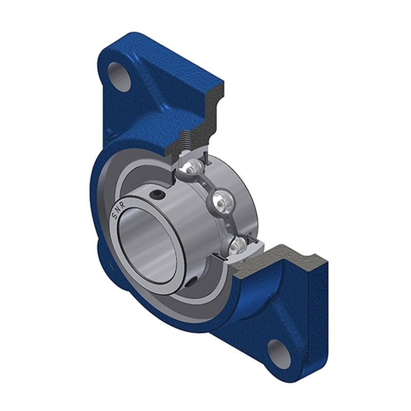 SNR UCF202N Metric Four Bolt Square Cast Iron Flange Housing with 15mm Bore Insert - Allow 2-3 Days