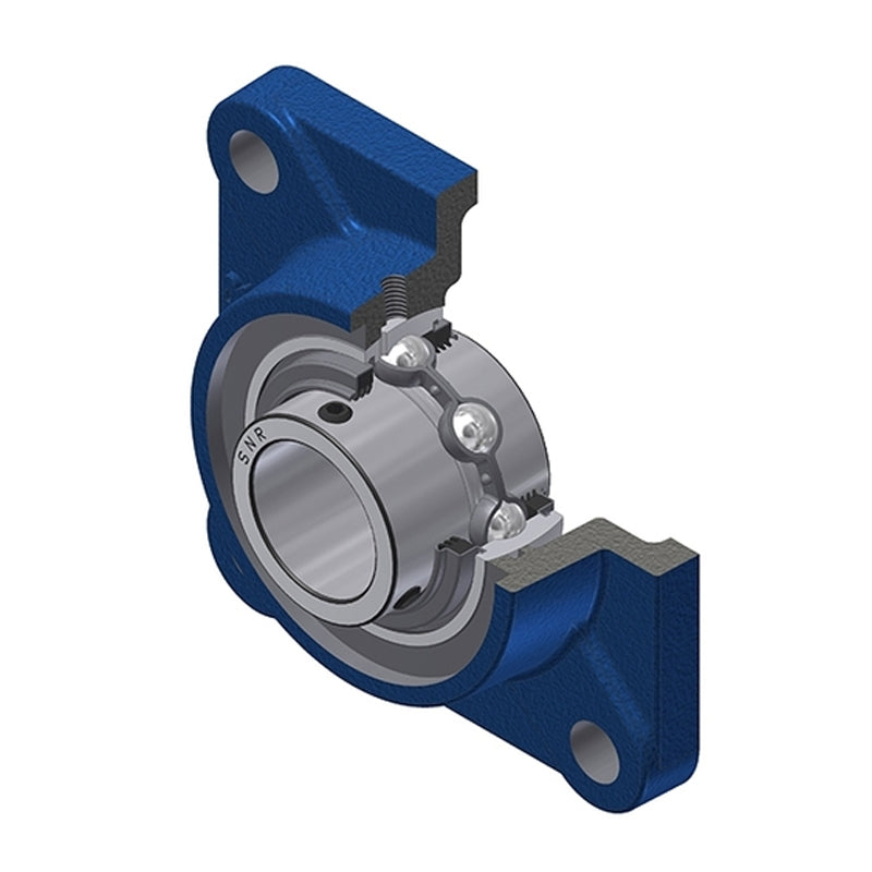 SNR UCF208NL3 Metric Four Bolt Square Cast Iron Flange Housing with 40mm Bore Insert with Triple Lip Seal - Allow 2-3 Days