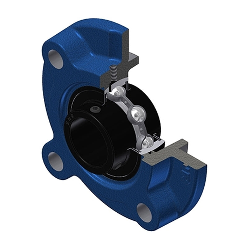 SNR UCFC212T20 Metric Four Bolt Cast Iron Round Flanged Housing with 60mm Insert Wide Temperature Version - Allow 2-3 Days