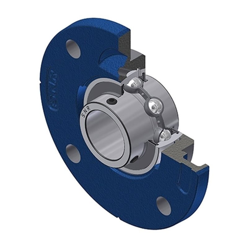 SNR UCFCE212 Metric Four Bolt Cast Iron Round Flanged Housing with 60mm Insert - Allow 2-3 Days