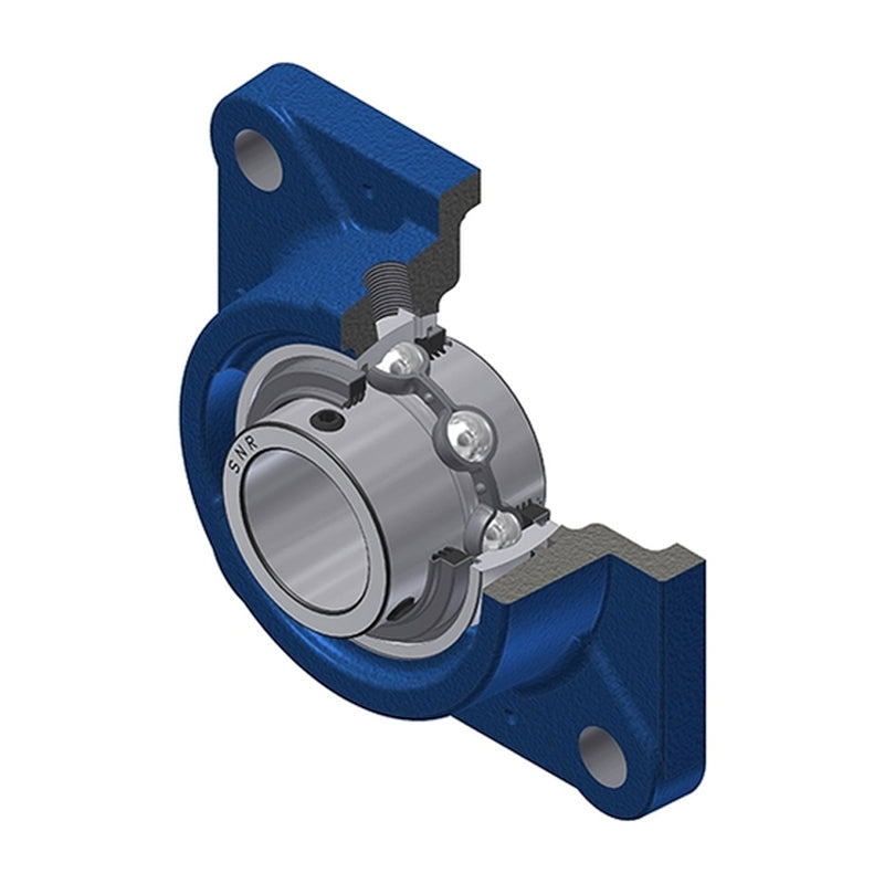SNR UCFE207L3 Metric Four Bolt Square Cast Iron Flange Housing with 35mm Bore Insert with Triple Lip Seal - Allow 2-3 Days