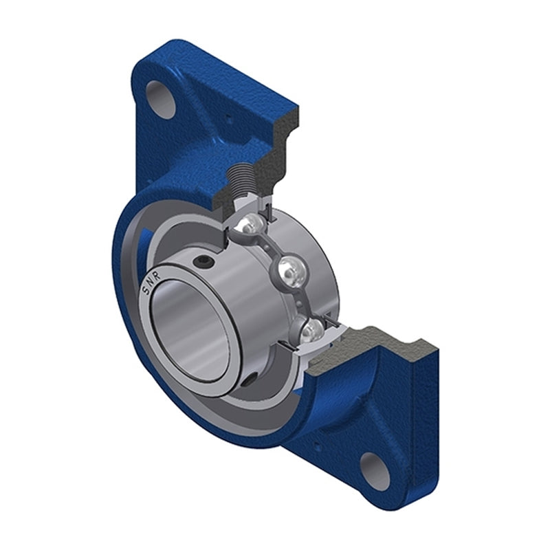 SNR UCFE207-20N Imperial Four Bolt Square Cast Iron Flange Housing with 1-1/4 inch Bore Insert - Allow 2-3 Days