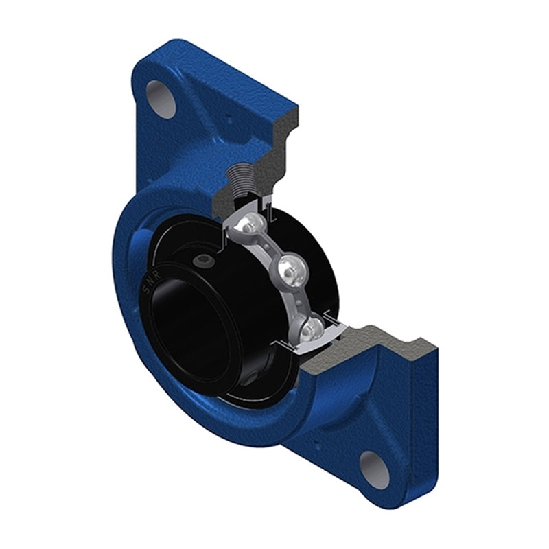 SNR UCFE216T20 Metric Four Bolt Square Cast Iron Flange Housing with 80mm Bore Insert Wide Temperature Version - Allow 2-3 Days