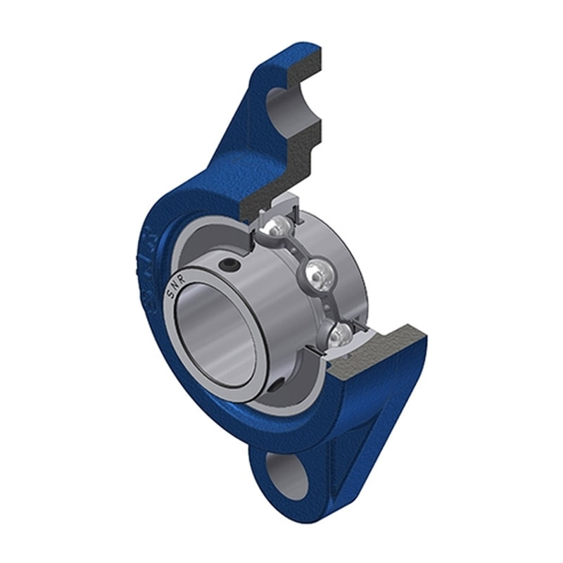 SNR UCFL202 Metric Two Bolt Oval Cast Iron Flange Housing with 15mm Bore Insert - Allow 2-3 Days