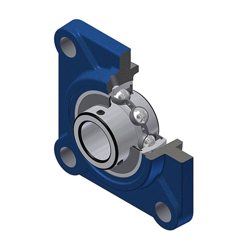 SNR UCFS318 Metric Four Bolt Square Cast Iron Flange Housing with 90mm Bore Insert - Allow 2-3 Days