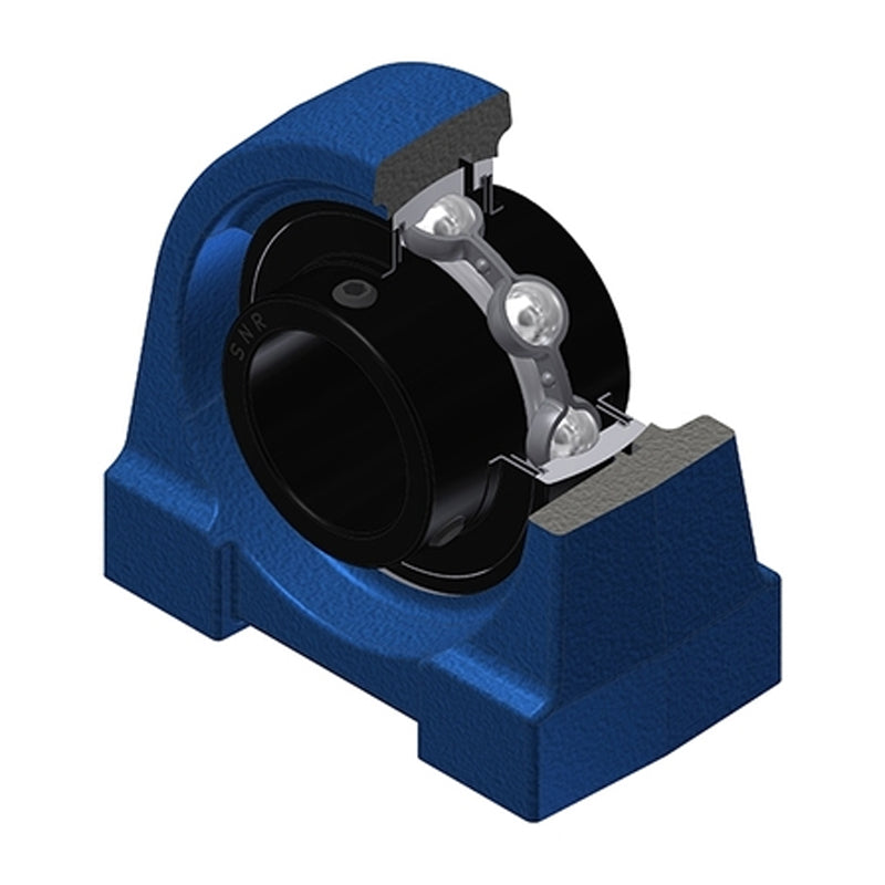 SNR UCPG204T20 Metric Cast Iron Two Bolt Pillow / Plummer Block Housing with 20mm Bore Insert Wide Temperature Version - Allow 2-3 Days