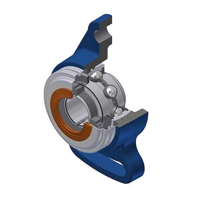 SNR UKFA205HCO Metric Cast Iron Adjustable Flange Housing with Narrow Steel Plate Cover - Open Version - Insert and Adaptor Sleeve Fits 20mm Shaft - Allow 2-3 Days