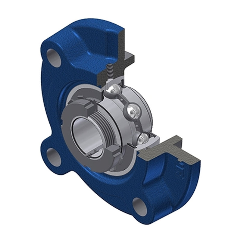SNR UKFC206H Metric Four Bolt Cast Iron Round Flanged Housing Insert and Adaptor Sleeve Fits 25mm Shaft - Allow 2-3 Days