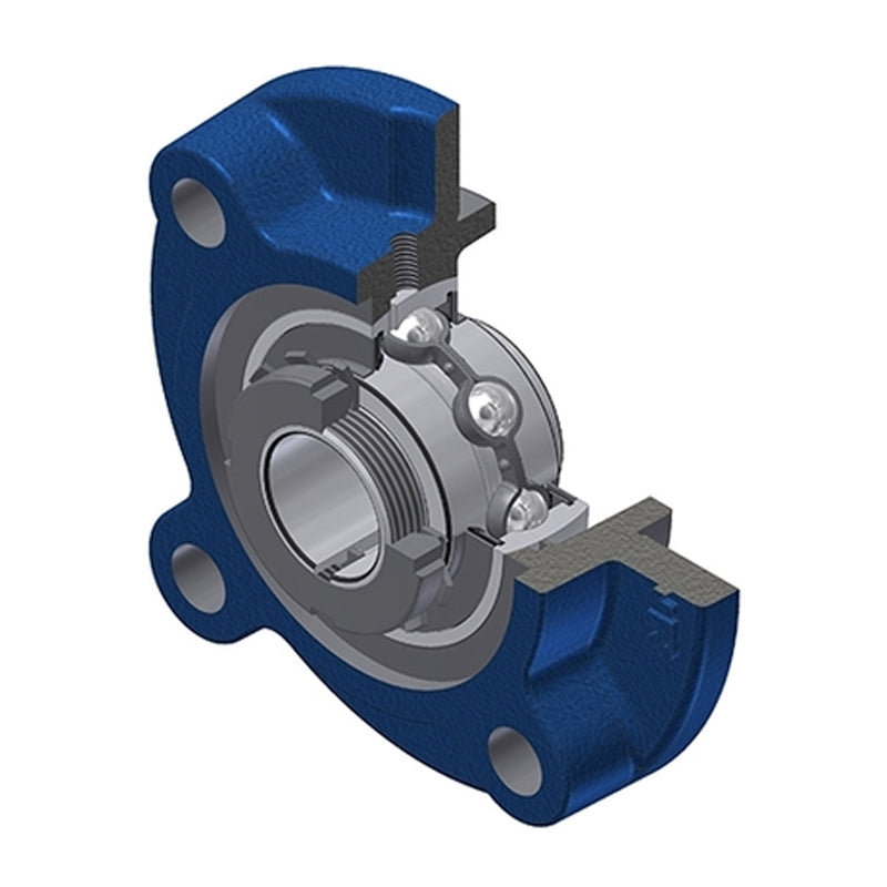 SNR UKFC211HN Metric Four Bolt Cast Iron Round Flanged Housing Insert and Adaptor Sleeve Fits 50mm Shaft - Allow 2-3 Days