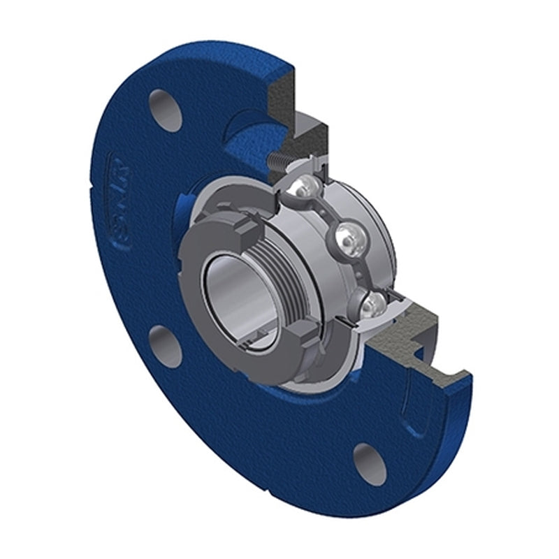 SNR UKFCE211H Metric Four Bolt Cast Iron Round Flanged Housing Insert and Adaptor Sleeve Fits 50mm Shaft - Allow 2-3 Days