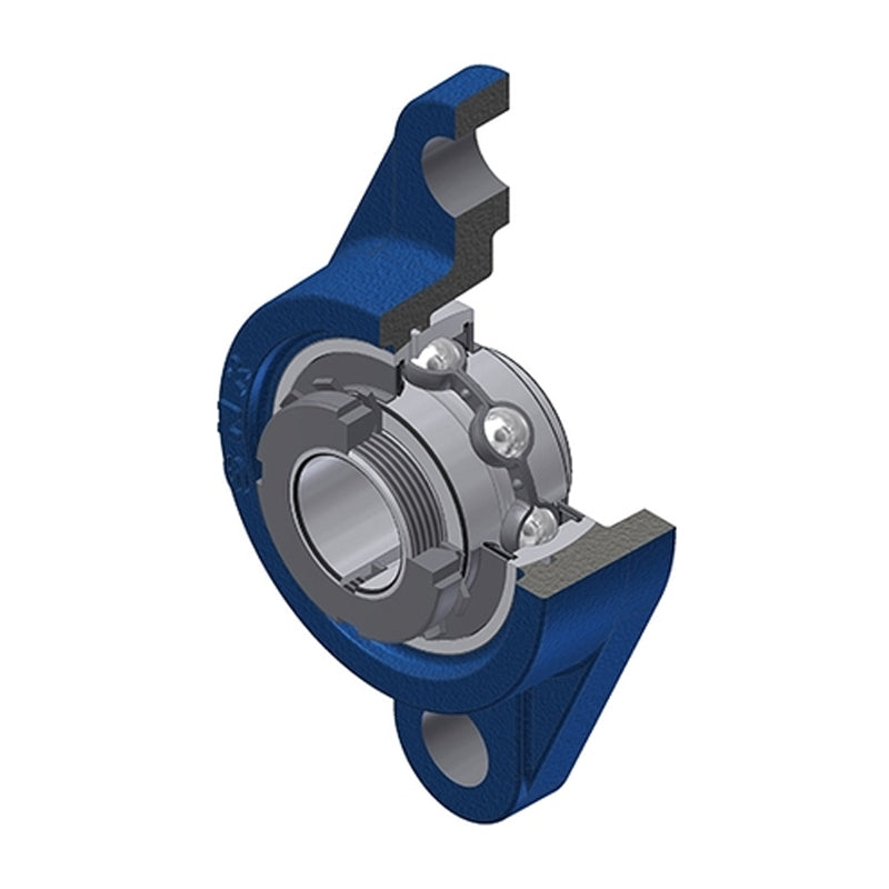 SNR UKFL322H Metric Two Bolt Cast Iron Oval Housing Insert and Adaptor Sleeve Fits 100mm Shaft - Allow 2-3 Days